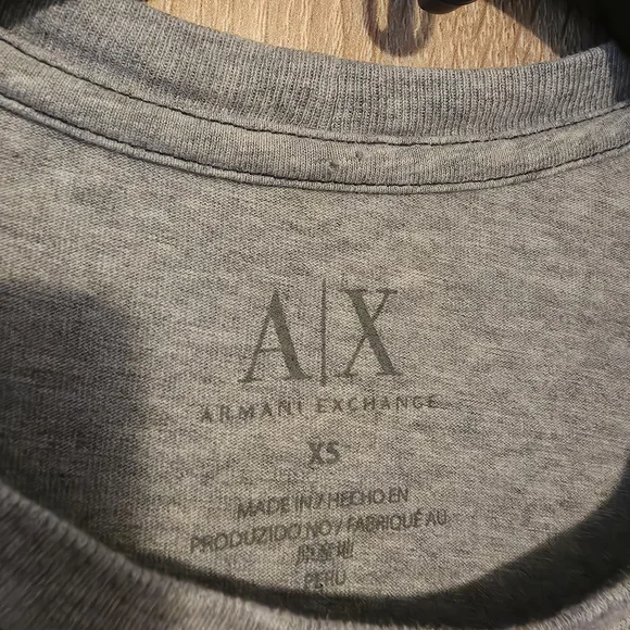Armani Exchange Light Gray Tee with Navy Graphic Eagle - Picture 3 of 4
